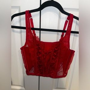 Victoria’s Secret Size L Unlined Lace-Up Corset Top in Red❤️💋🌹